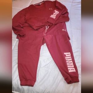 Puma Mauvewood moisture control cropped sweatshirt and sweatpants size XL
